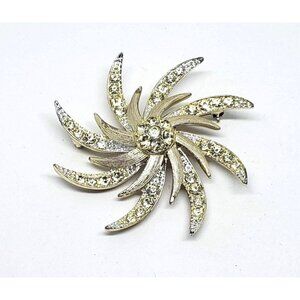 Vintage Sarah Coventry Pinwheel Starburst Rhinestone Brooch